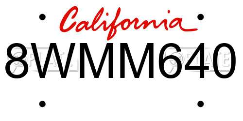 8WMM640 California License Plate