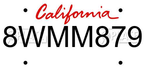 8WMM879 California License Plate