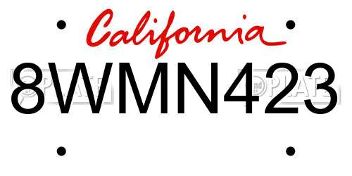 8WMN423 California License Plate
