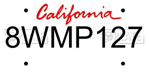 8WMP127 California License Plate