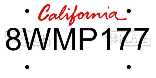 8WMP177 California License Plate