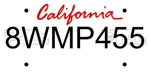 8WMP455 California License Plate