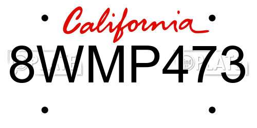 8WMP473 California License Plate