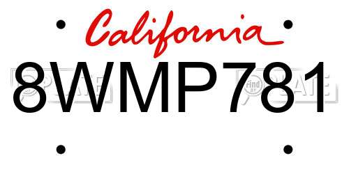 8WMP781 California License Plate