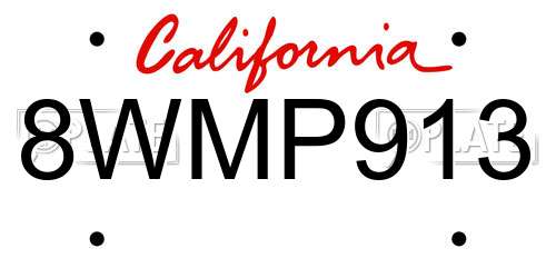 8WMP913 California License Plate
