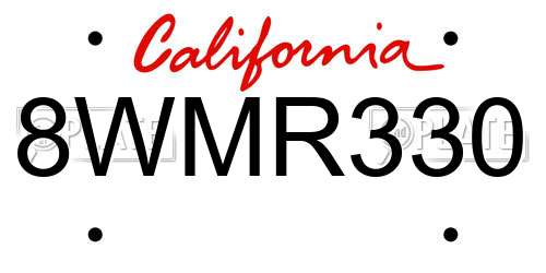 8WMR330 California License Plate
