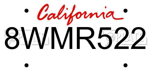 8WMR522 California License Plate