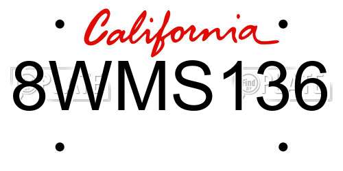 8WMS136 California License Plate