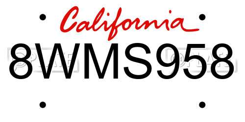 8WMS958 California License Plate