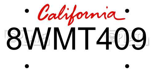 8WMT409 California License Plate