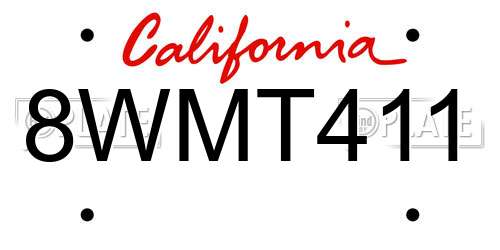 8WMT411 California License Plate