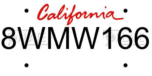 8WMW166 California License Plate