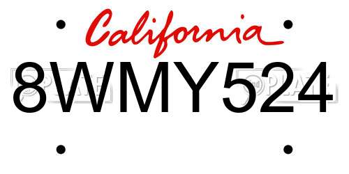 8WMY524 California License Plate