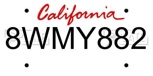 8WMY882 California License Plate