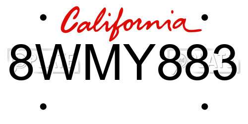 8WMY883 California License Plate