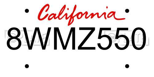 8WMZ550 California License Plate