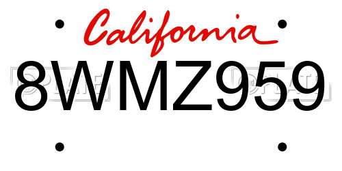 8WMZ959 California License Plate
