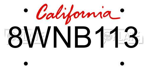 8WNB113 California License Plate
