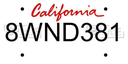 8WND381 California License Plate
