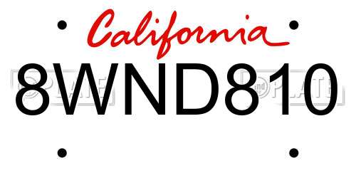 8WND810 California License Plate