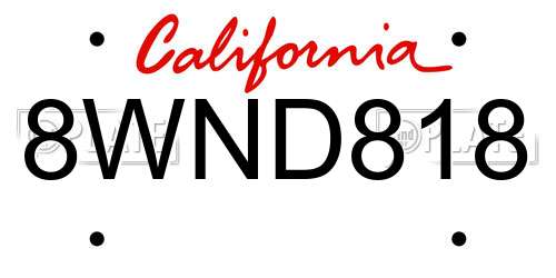 8WND818 California License Plate
