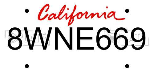 8WNE669 California License Plate