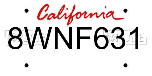 8WNF631 California License Plate