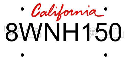 8WNH150 California License Plate