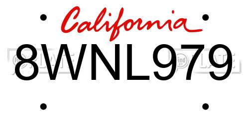 8WNL979 California License Plate