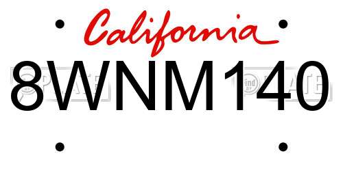 8WNM140 California License Plate