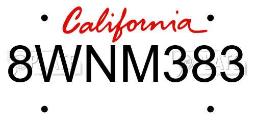 8WNM383 California License Plate
