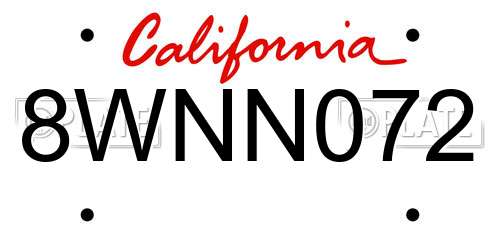 8WNN072 California License Plate