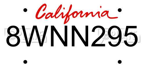 8WNN295 California License Plate