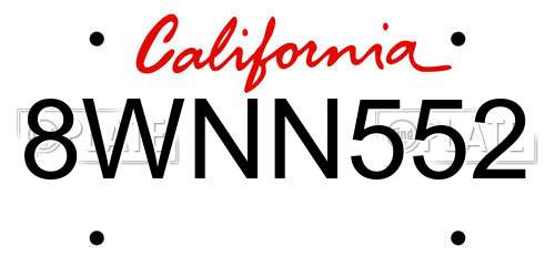 8WNN552 California License Plate