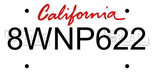 8WNP622 California License Plate