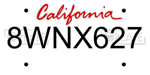 8WNX627 California License Plate
