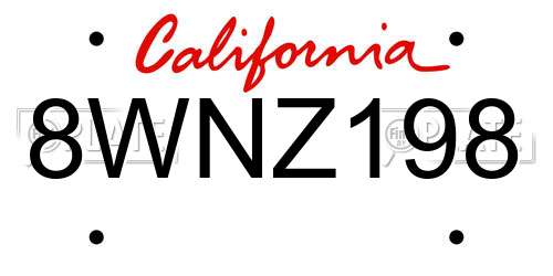 8WNZ198 California License Plate