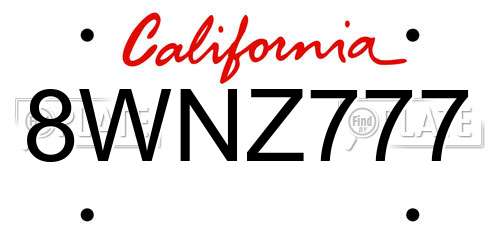 8WNZ777 California License Plate