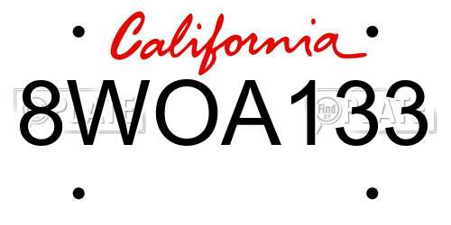 8WOA133 California License Plate