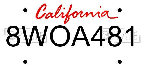 8WOA481 California License Plate