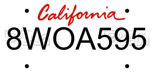 8WOA595 California License Plate