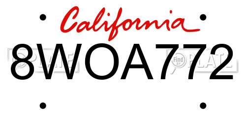8WOA772 California License Plate