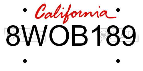 8WOB189 California License Plate