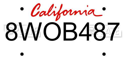 8WOB487 California License Plate