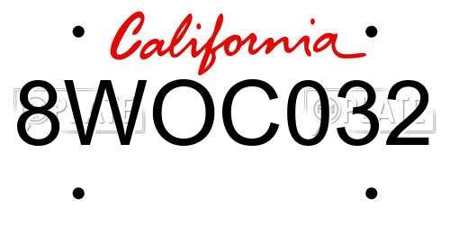 8WOC032 California License Plate