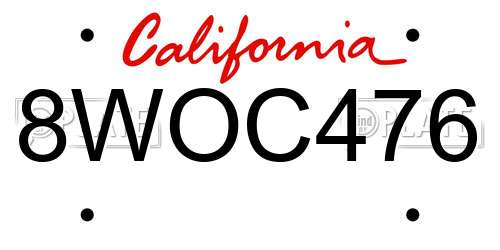 8WOC476 California License Plate