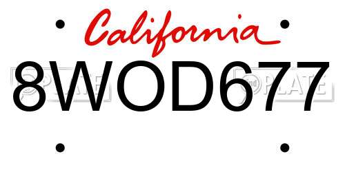 8WOD677 California License Plate