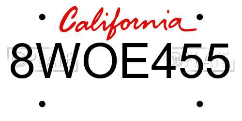 8WOE455 California License Plate