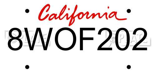 8WOF202 California License Plate