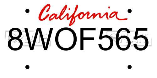 8WOF565 California License Plate